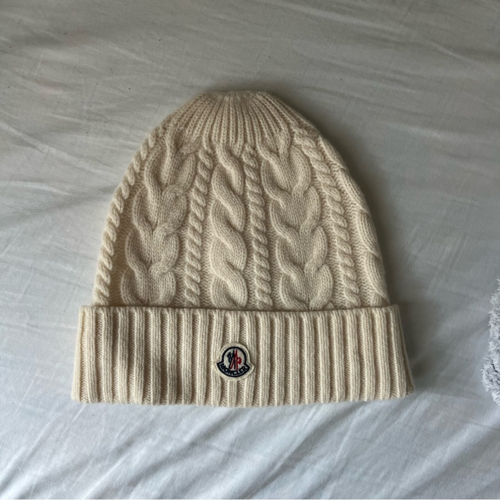 moncler off white wool and cashmere beanie